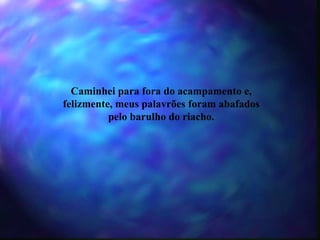 Caminhei para fora do acampamento e, felizmente, meus palavrões foram abafados pelo barulho do riacho. 