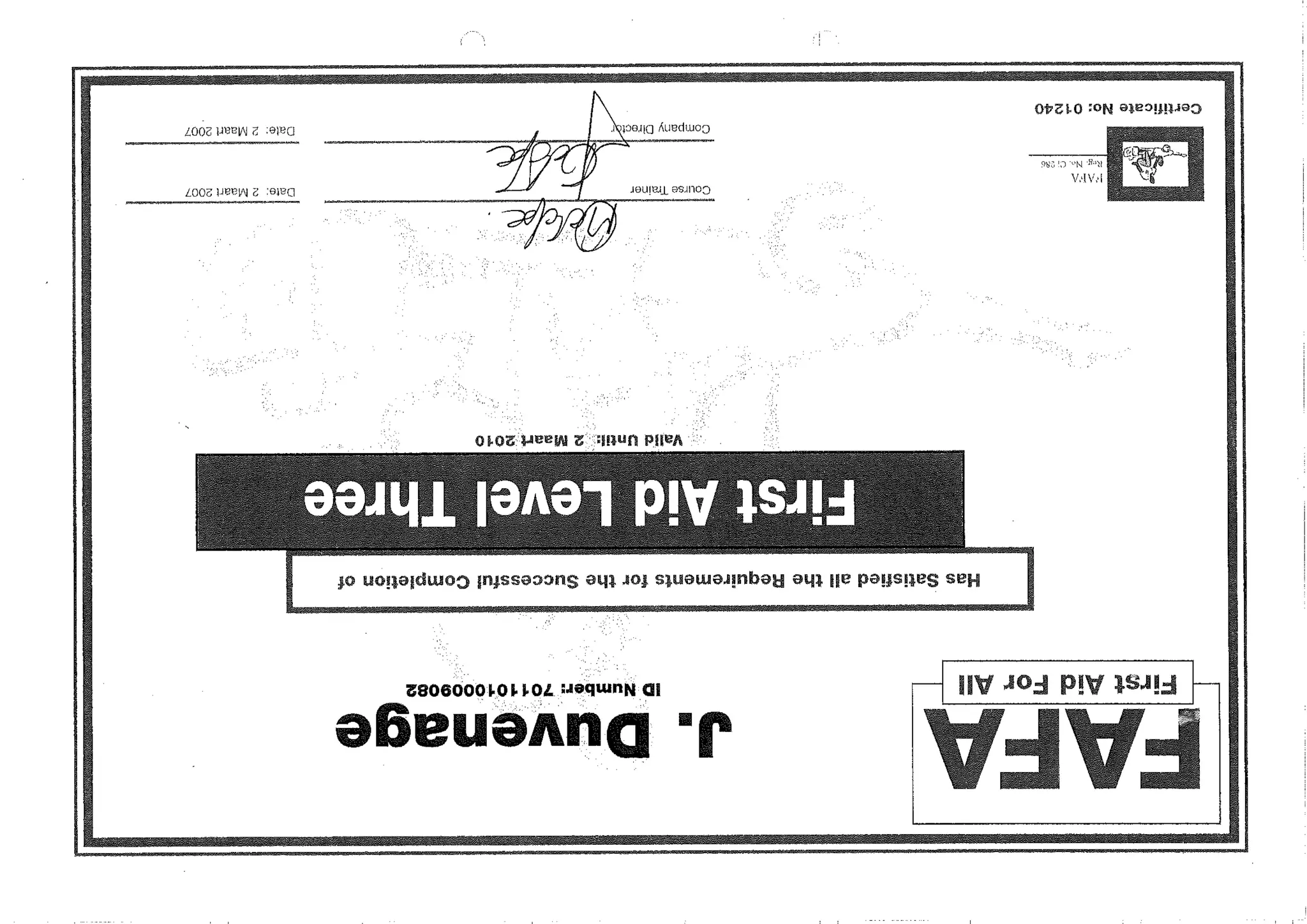 training certificates