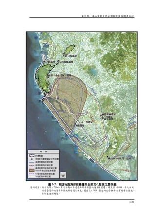第三章 壽山國家自然公園解說資源調查分析
3-29
圖 3-7 高雄地區海岸線變遷與史前文化發展之關係圖
資料來源：陳文山等，2004，末次冰期以來臺灣海岸平原區的海岸線變遷；陳漢霖，1999，十七世紀
以來臺灣西南海岸平原地形變遷之研究；劉益昌，2008，歷史的左營腳步-從舊城考古談起。
本計畫重新繪製。
 