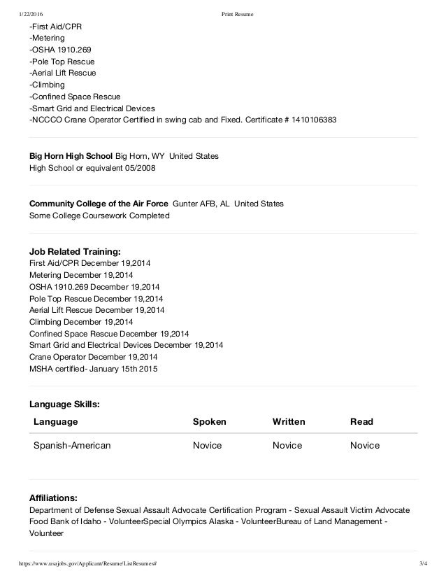 usajobs resumes air force crew chief resume
