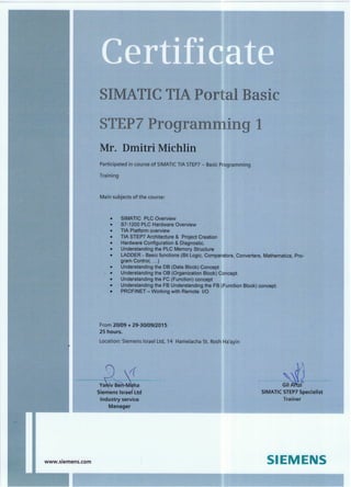Step7 TIA Certificate