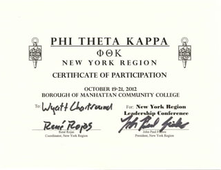 Phi Theta Kappa Honor Society Regional Leadership Conference Certificate of Completion_WC