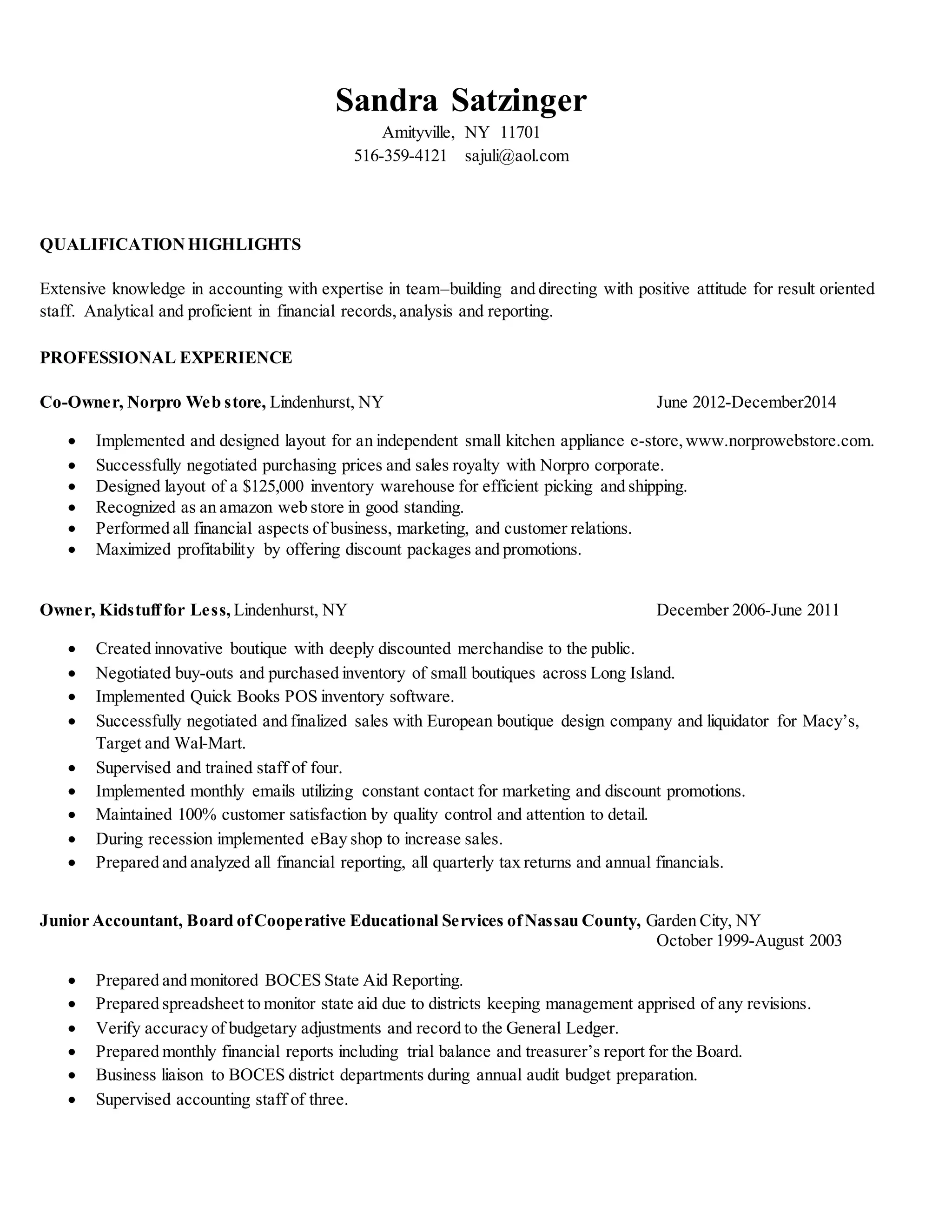 Sandra Satzinger Resume PDF sandra-satzinger-resume-pdf