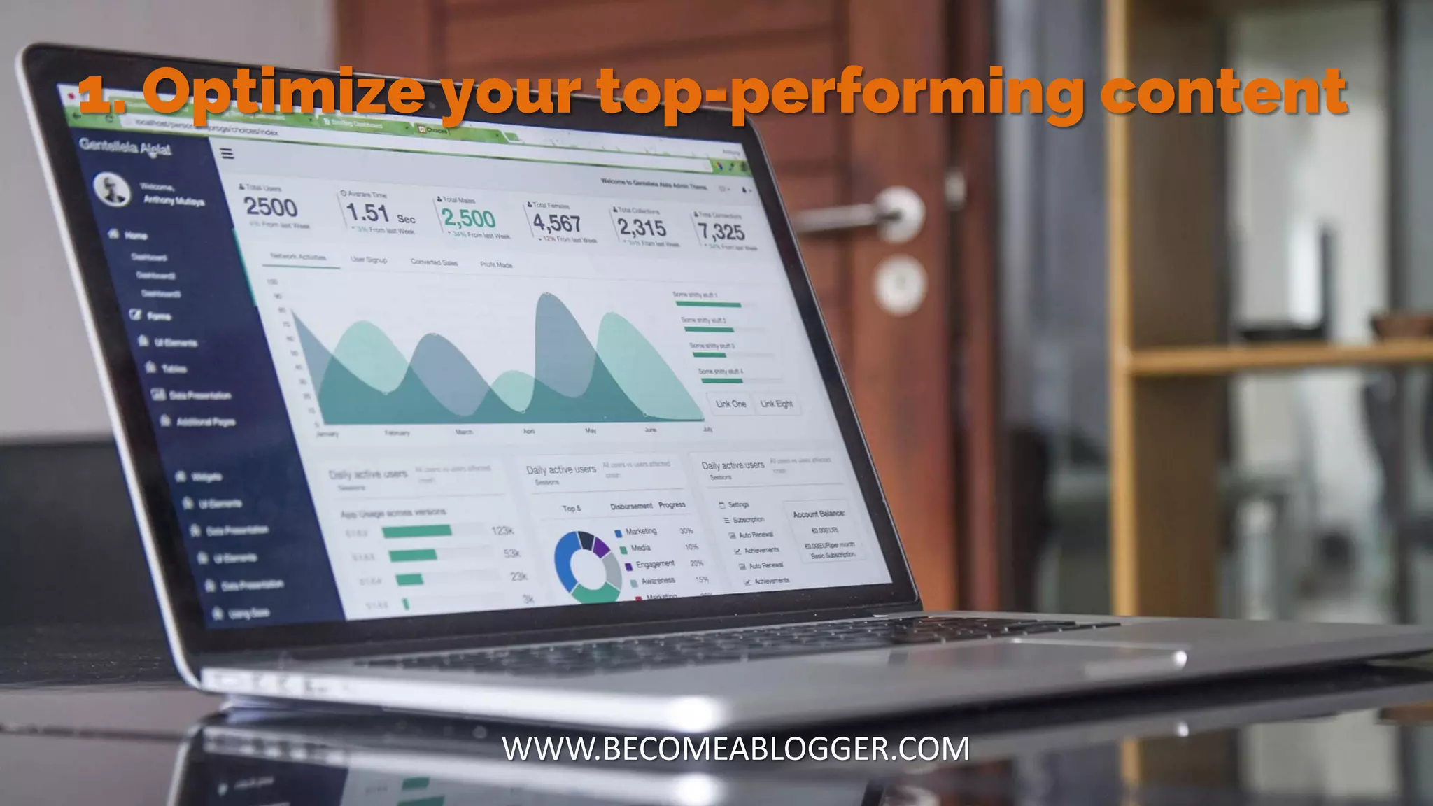 1. Optimize your top-performing content
WWW.BECOMEABLOGGER.COM
 