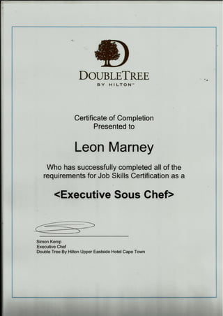 Leon Marney, Executive Sous Chef