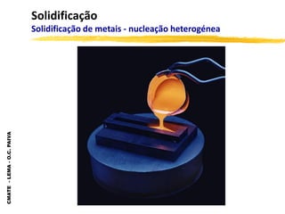 CMATE
-
LEMA
-
O.C.
PAIVA
Solidificação
Solidificação de metais - nucleação heterogénea
 
