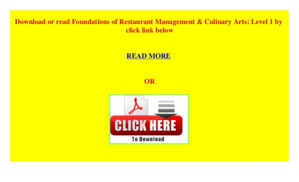 Foundations of Restaurant Management & Culinary Arts Level 1 textbook