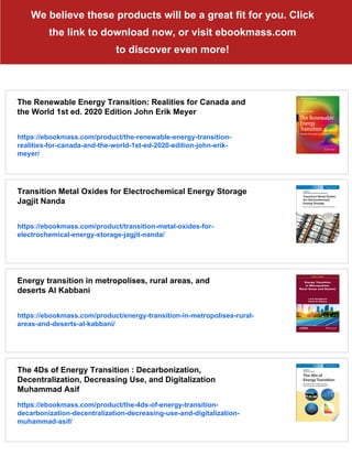 Electrification: Accelerating the Energy Transition 1st Edition Pami ...