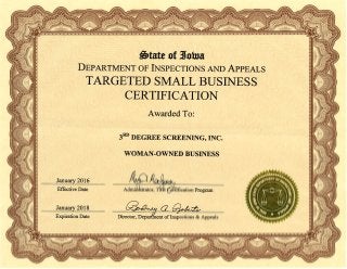 Iowa Targeted Small Business Certification