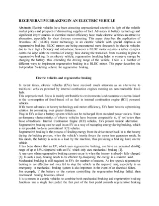 REGENERATIVE BRAKING IN AN ELECTRIC VEHICLE | DOCX