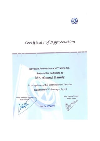 Volkswagen Certificate 