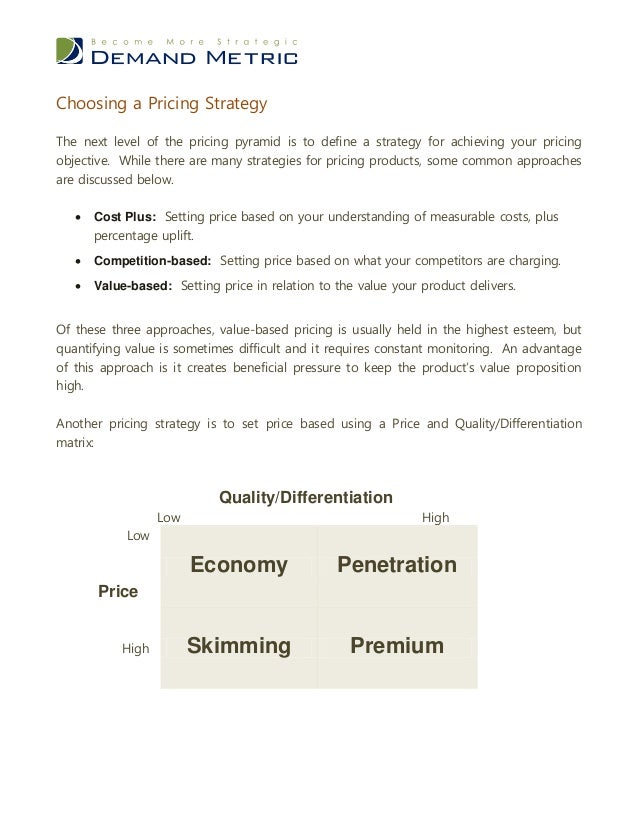 pricing matrix template