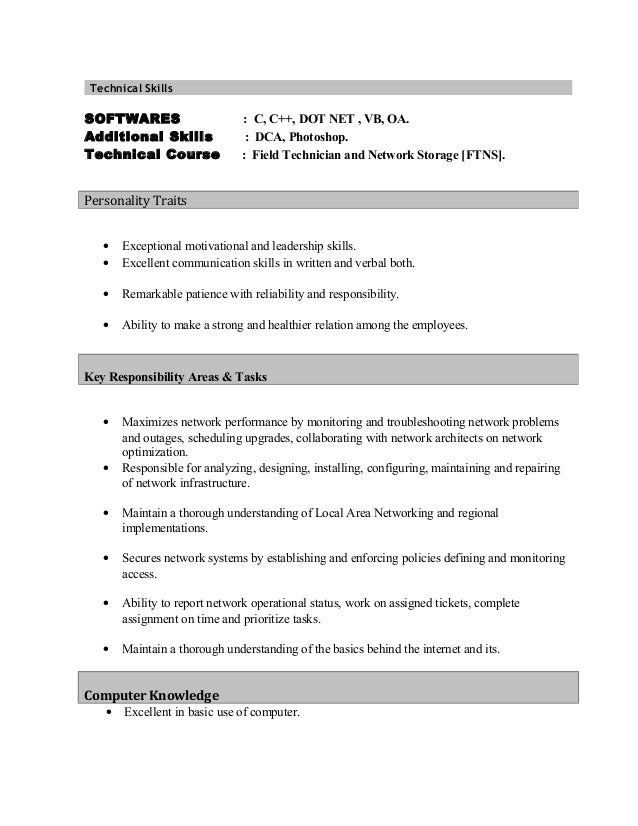 personal traits for resumes