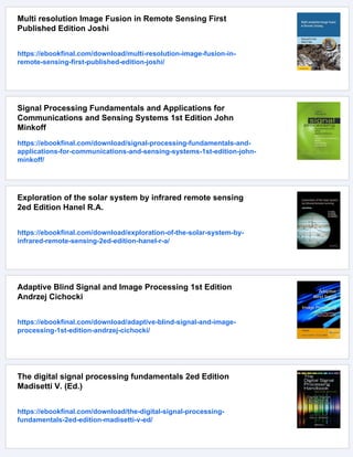 Signal and image processing for remote sensing 2ed. Edition Chen C.H ...