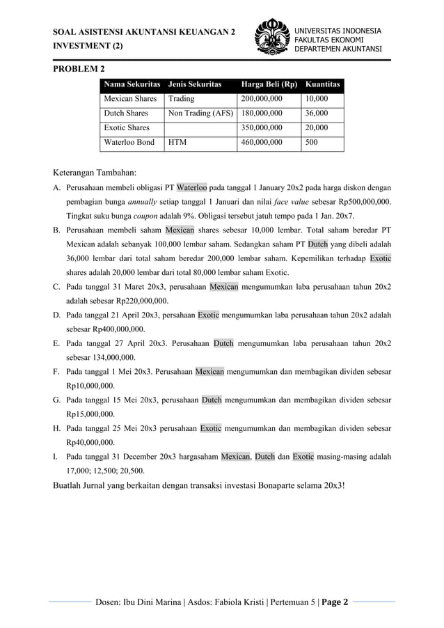 Exercises Financial Accounting Investment PDF