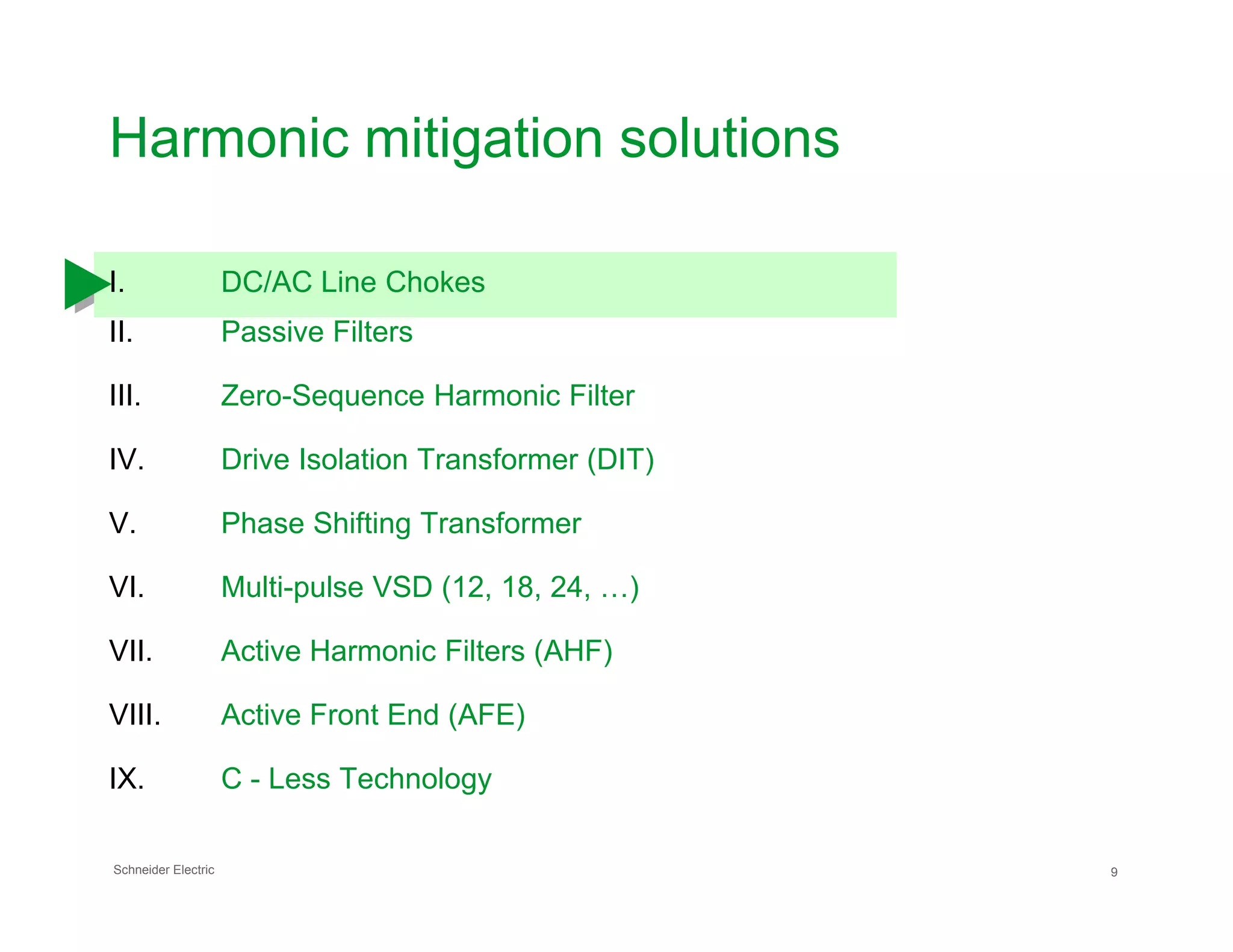 Agenda
●Why is there harmonic in the electrical network?
●General waveform signature (IEC 61000-3-6)
●Typical harmonic mitigation solutions
Schneider Electric 3
●Typical harmonic mitigation solutions
●Solutions comparison
●What’s next?
●Conclusion
 