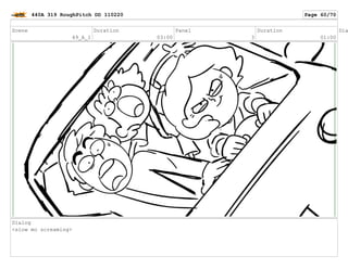 Scene
49_A_1
Duration
03:00
Panel
3
Duration
01:00
Dia
Dialog
<slow mo screaming>
440A 319 RoughPitch DD 110220 Page 60/70
 