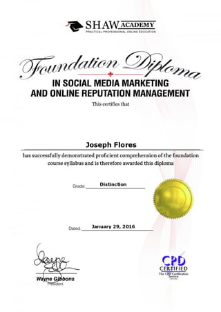 Social Media ORM Certificate