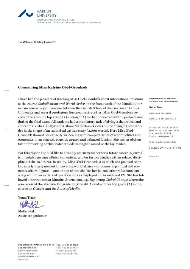 letter of recommendation aarhus university mette skak recommendation letter for dental student from professor