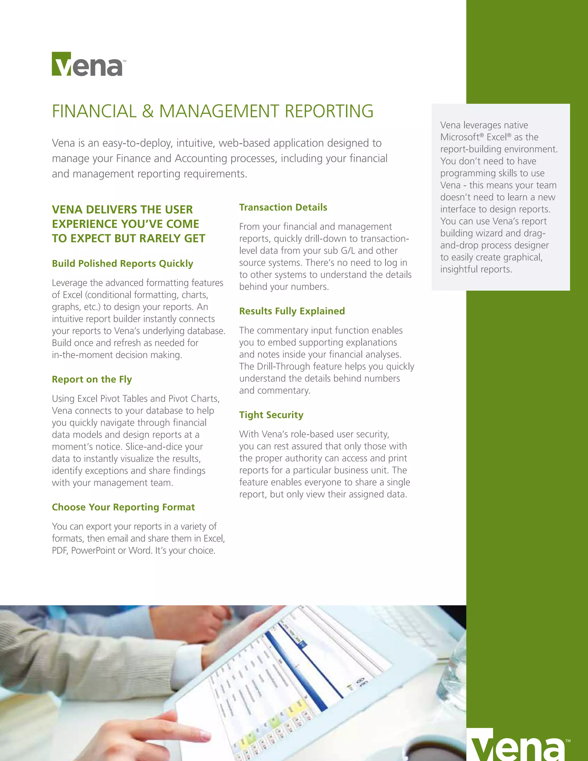 Financial Management Reporting - Vena Datasheet | PDF