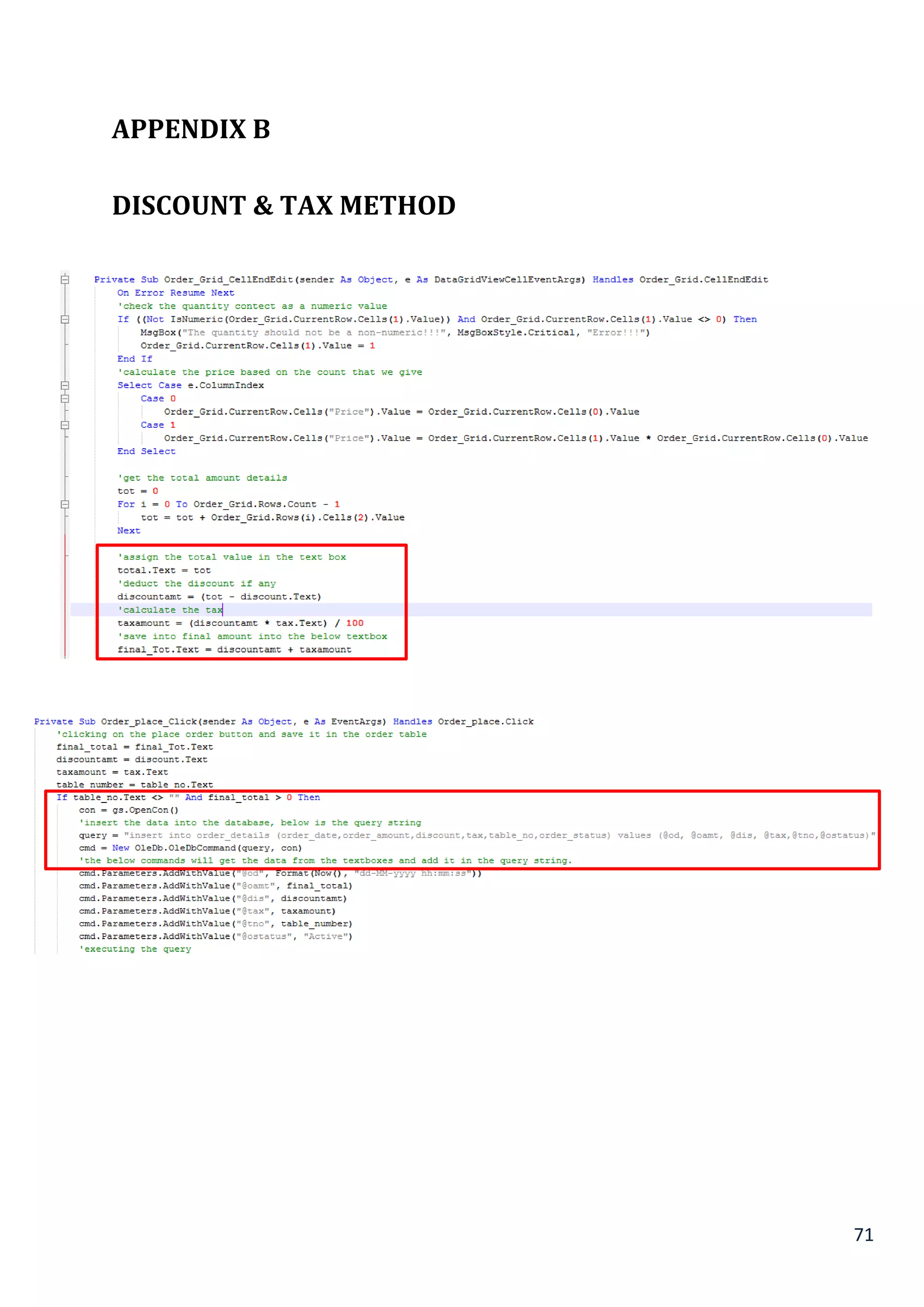 71
APPENDIX B
DISCOUNT & TAX METHOD
 