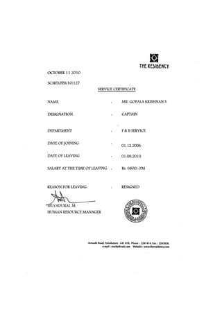 The_Residency_Coimbatore_Experience