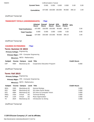 Unofficial Academic Transcipt | PDF