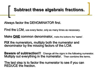 Solve Rational Equations Using Lcd 31 algebraic fractions (1) | PPT
