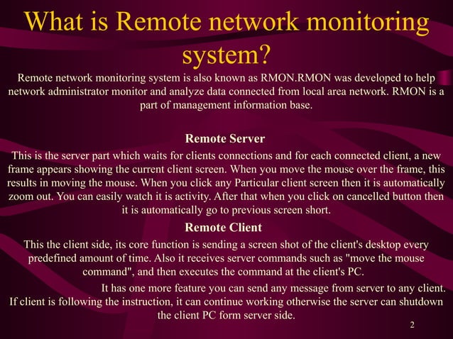 Remote Network Monitoring System | PPT