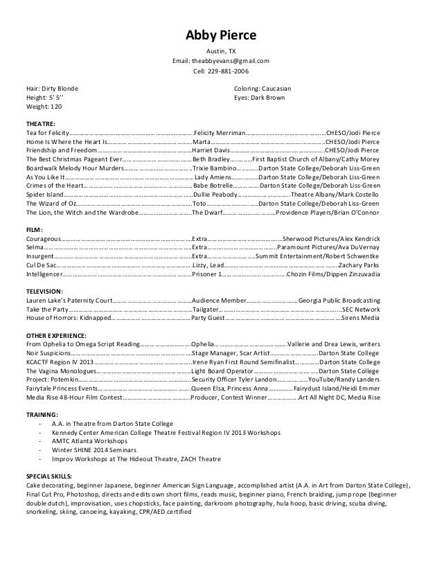 current acting resume
