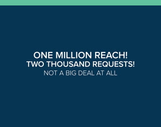 ONE MILLION REACH!
TWO THOUSAND REQUESTS!
NOT A BIG DEAL AT ALL
 