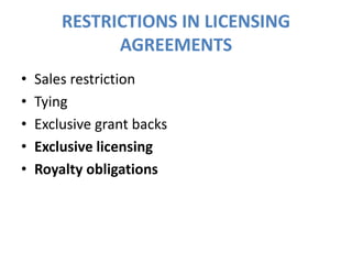 TECHNOLOGY TRANSFER LICENSING AGREEMENTS-PRESENTATION | PPSX