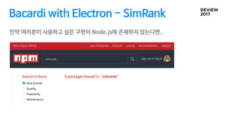 Bacardi with Electron - SimRank
만약 여러분이 사용하고 싶은 구현이 Node.js에 존재하지 않는다면..
 