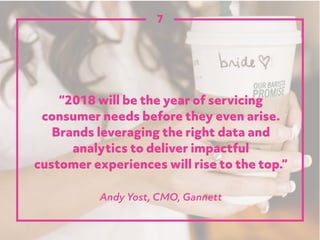 “2018 will be the year of servicing
consumer needs before they even arise.
Brands leveraging the right data and
analytics ...