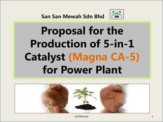 San San Mewah Sdn Bhd
Proposal for the
Production of 5-in-1
Catalyst (Magna CA-5)
for Power Plant
1Confidential
 