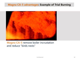 Magna CA-5 advantages: Example of Trial Burning
32Confidential
Magna CA-5 remove boiler incrustation
and reduce “birds nests”
 