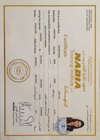 Executive PA certificate