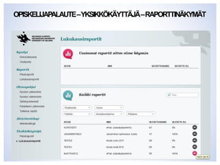 OPISKELIJAPALAUTE–YKSIKKÖKÄYTTÄJÄ–RAPORTTINÄKYMÄT
17.12.2015Anna Parpala/ YTY
 