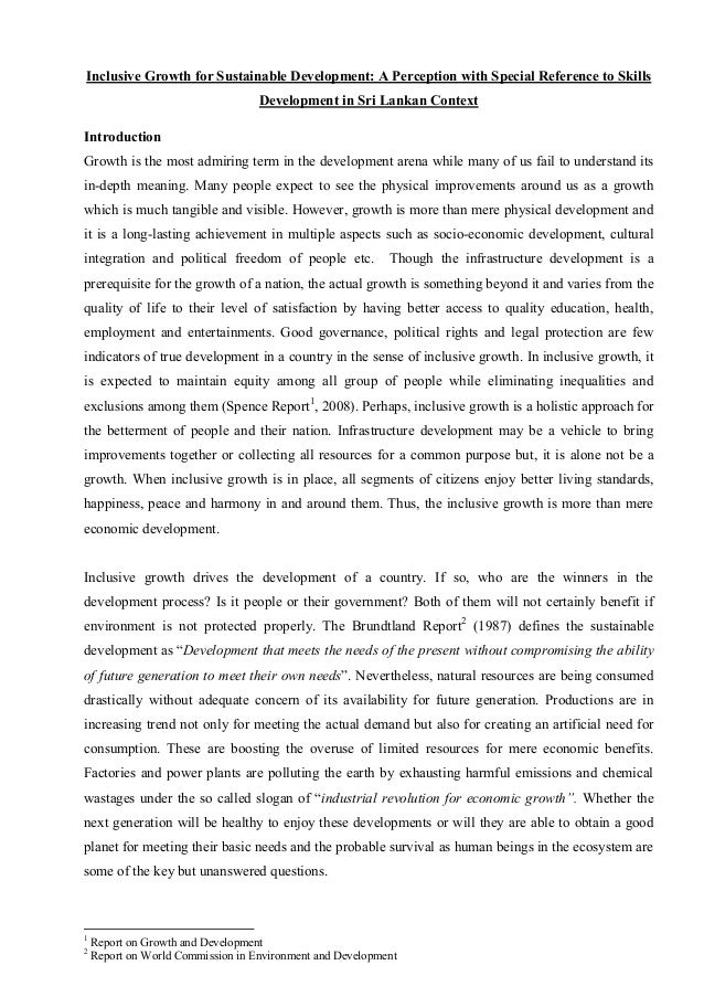 inclusive growth and sustainable development