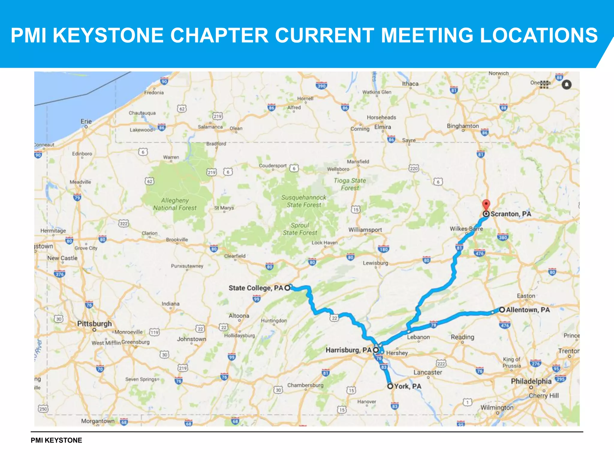 PMI KEYSTONE
PMI KEYSTONE CHAPTER CURRENT MEETING LOCATIONS
 