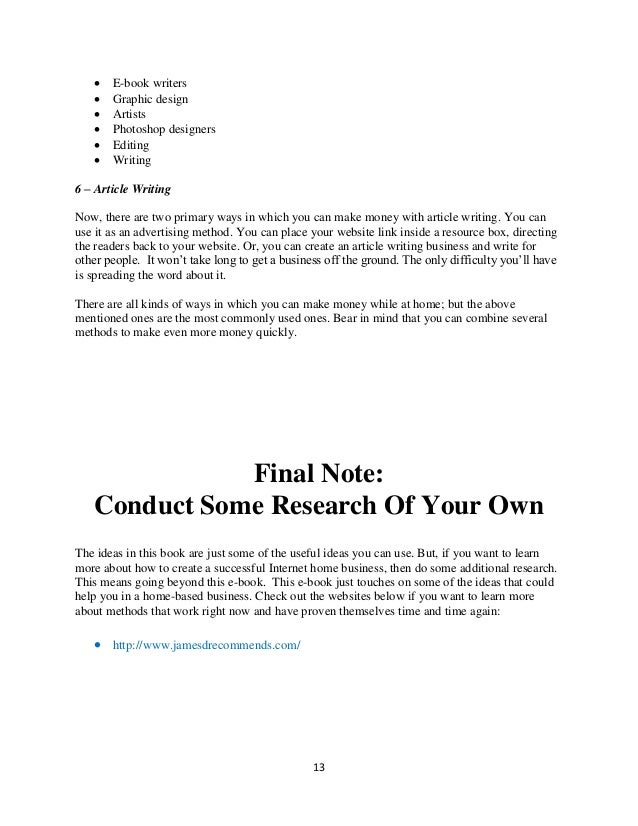 starting your own business ideas from home