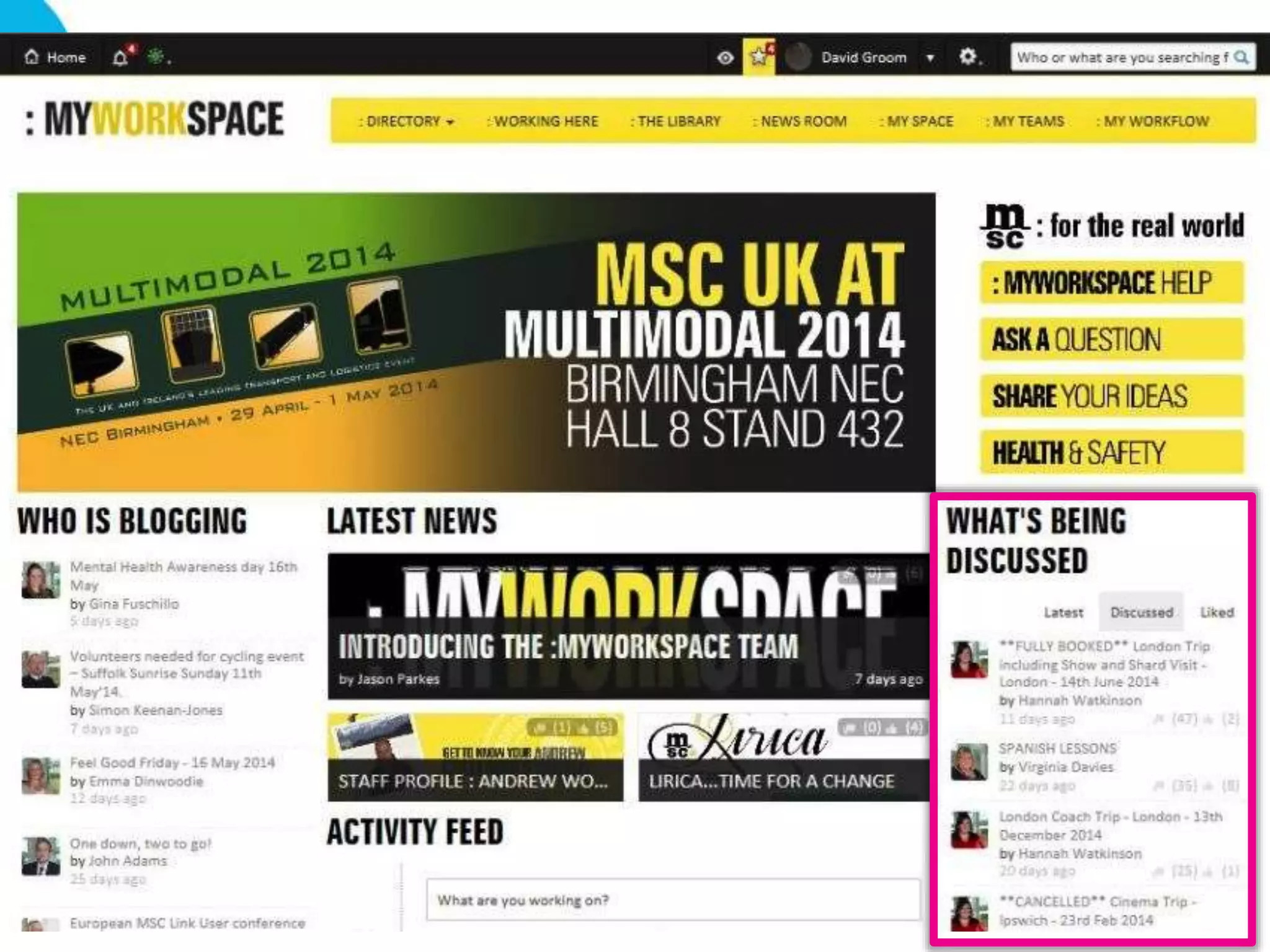 Twitter: @DWG
www.digitalworkplacegroup.com
Mediterranean Shipping Company –
Sort news by most commented and liked
 