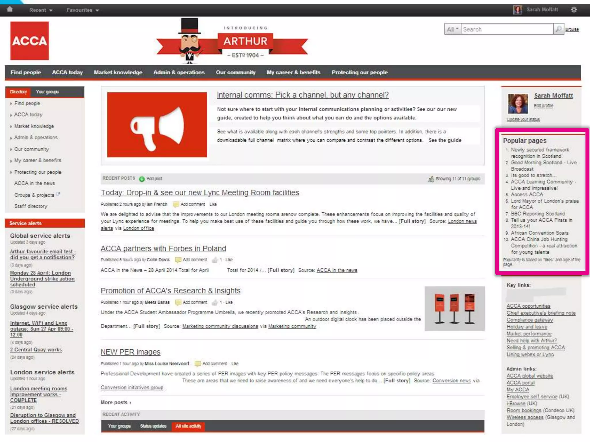 Twitter: @DWG
www.digitalworkplacegroup.com
ACCA –
Show popular pages
 