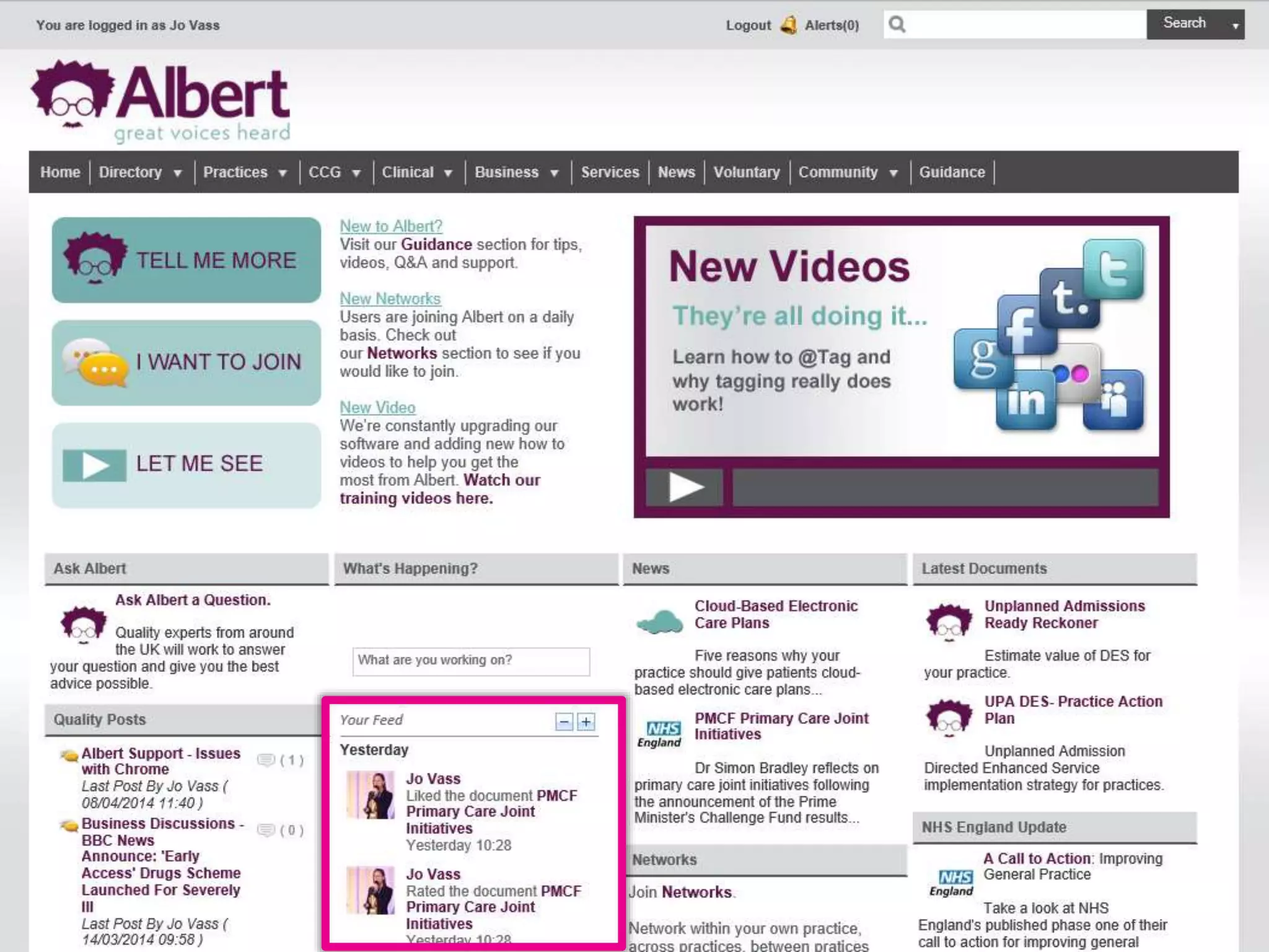 Twitter: @DWG
www.digitalworkplacegroup.com
Quality Practice –
Social activity feed
 
