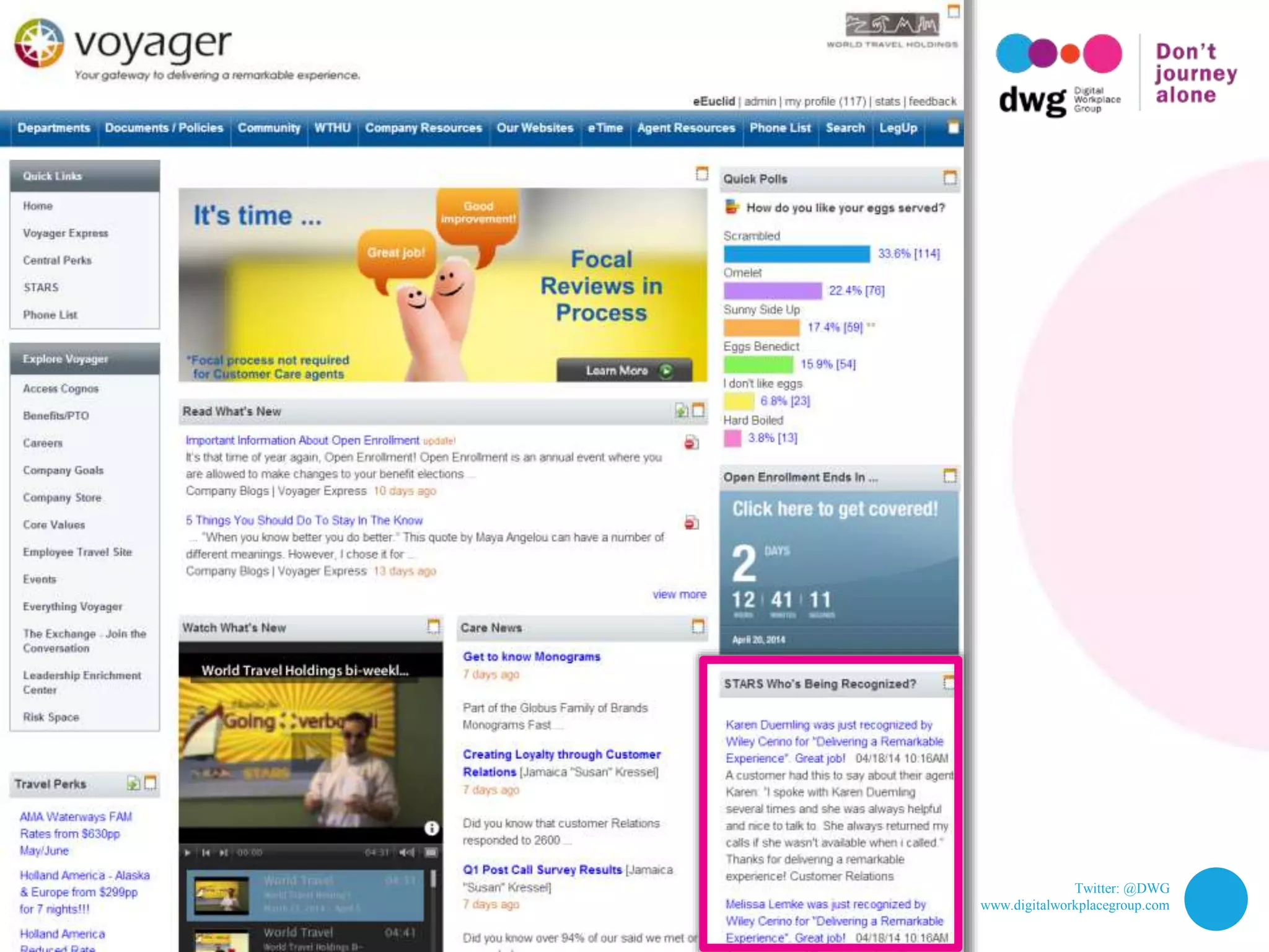 Twitter: @DWG
www.digitalworkplacegroup.com
World Travel Holdings –
“Who’s being recognized” news
 