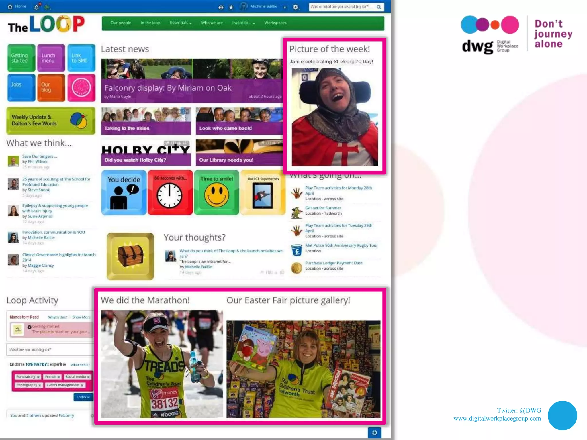 Twitter: @DWG
www.digitalworkplacegroup.com
Children’s Trust –
“Picture of the week” & social pictures
 