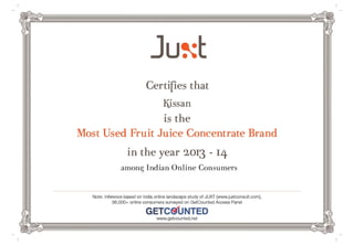juxt india online_2013-14_ most used fruit juice concentrate brand