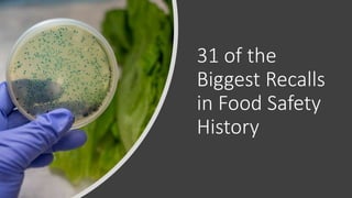 31 of the
Biggest Recalls
in Food Safety
History
 