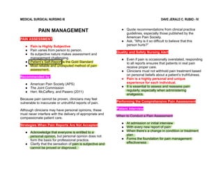 Comprehensive Pain Assessment and Management in Medical-Surgical ...