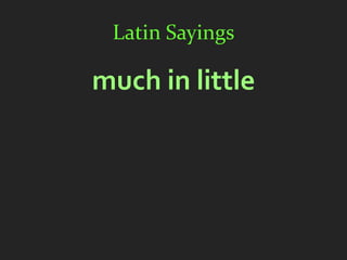 Latin Sayings

much in little
 